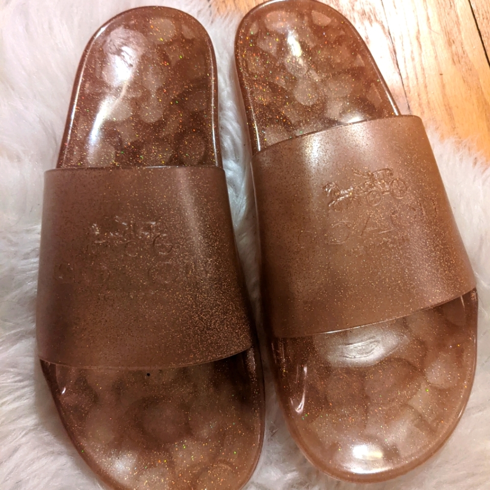 Coach glitter slide sandals